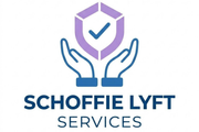 Schoffie Lyft Services logo with blue hands supporting a purple shield and checkmark