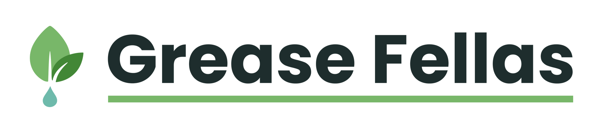 Grease Fellas logo in green, with an environmentally friendly leaf icon