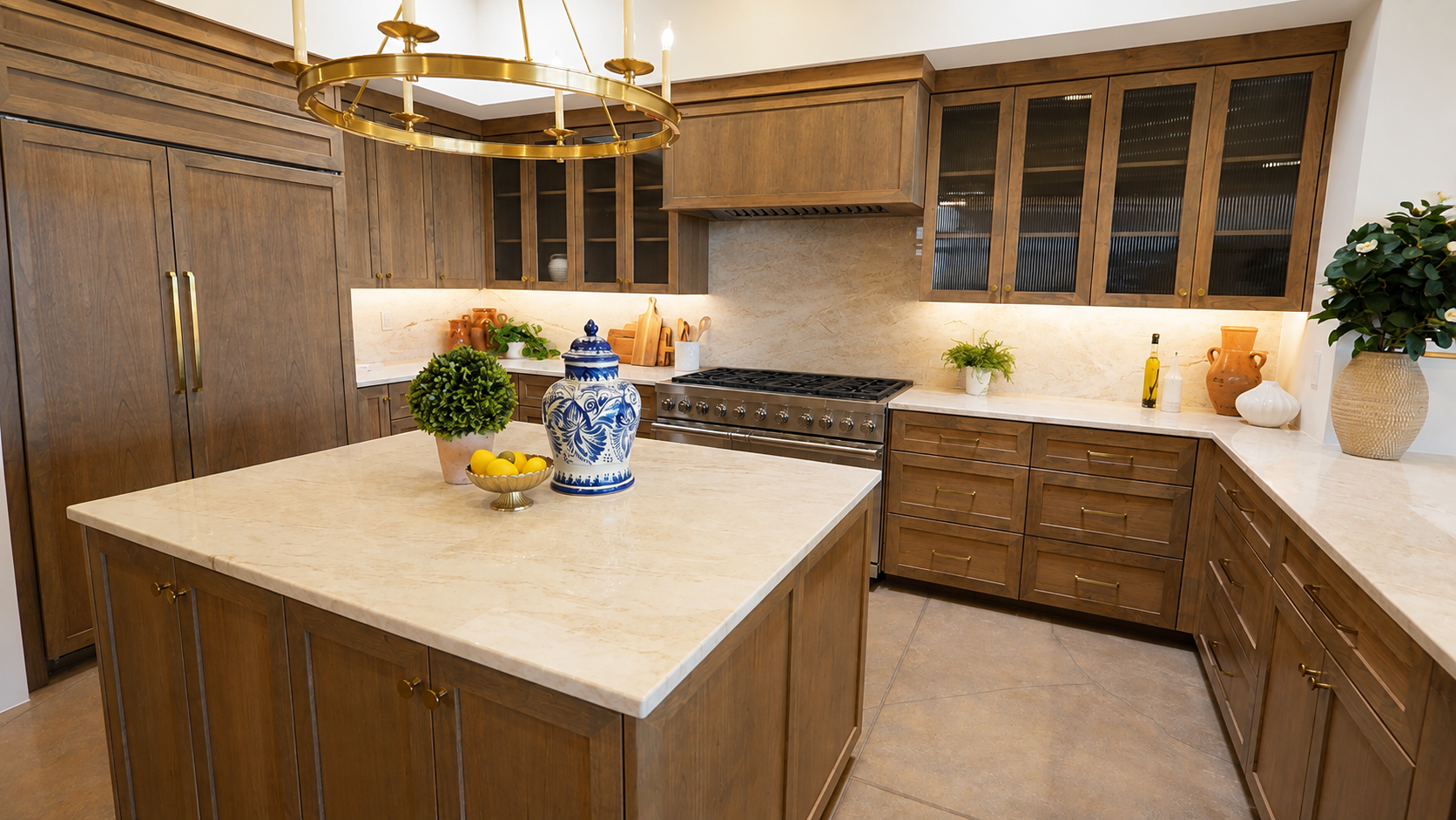 A gourmet kitchen inside a luxury home in Quintana, Catalina Foothills in Tucson, Arizona