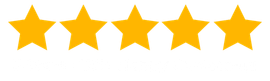 Five gold stars in a row on a white background