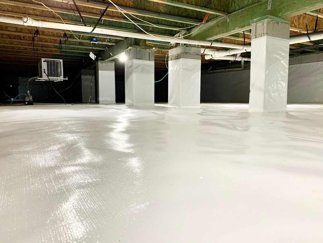 Crawl space vapor barrier installed by Lowcountry Crawlspaces