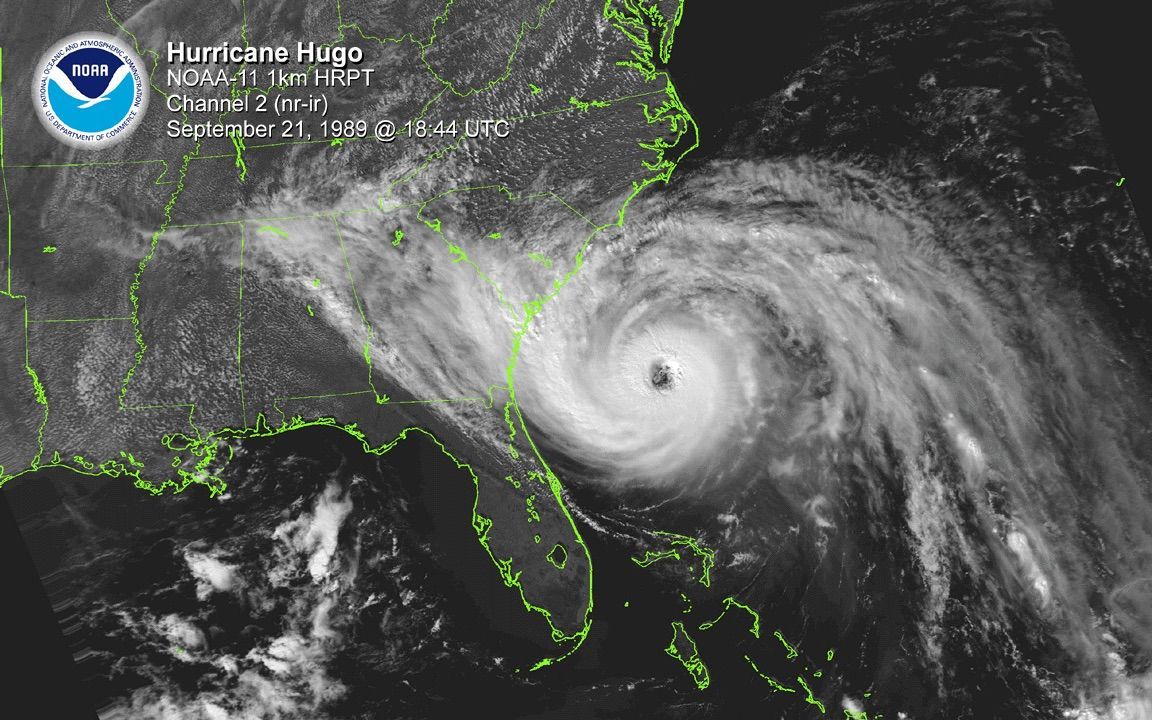 Historical photo of Hurricane Hugo 1989 storm surge damage in the Charleston Lowcountry