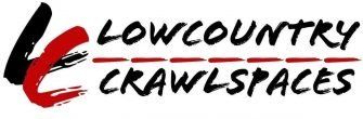 Lowcountry Crawlspaces logo with black and red stylized text and a red-and-black abstract mark