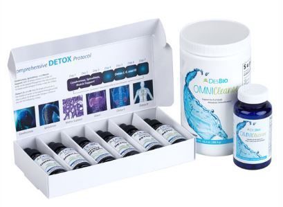 Open detox supplement kit with bottles, jar, and tube on a white background