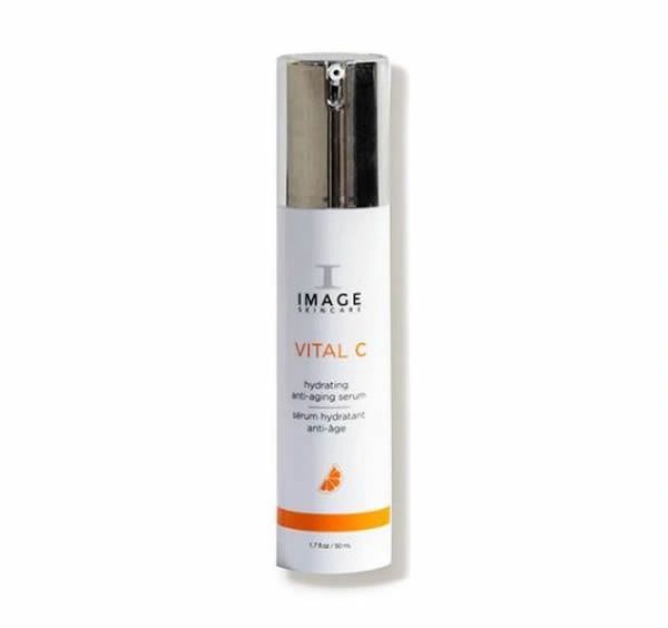 White IMAGE Vital C skincare serum bottle with silver cap on a plain background