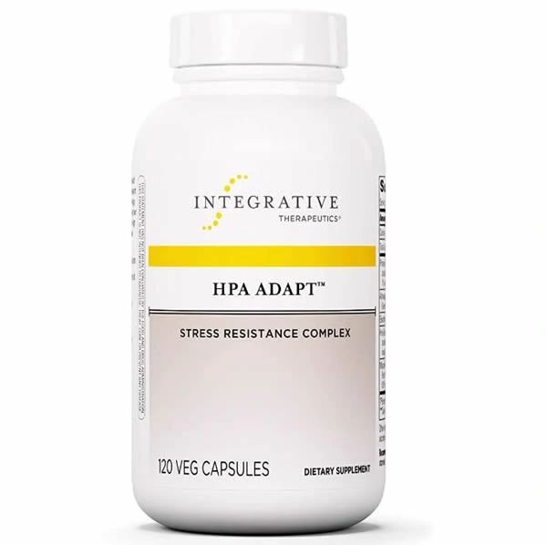 White supplement bottle labeled “HPA ADAPT” by Integrative Therapeutics on a white background