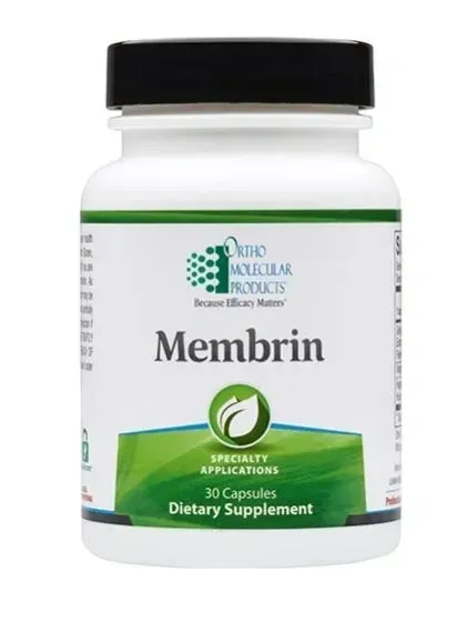 White Membrin dietary supplement bottle with black cap and green label