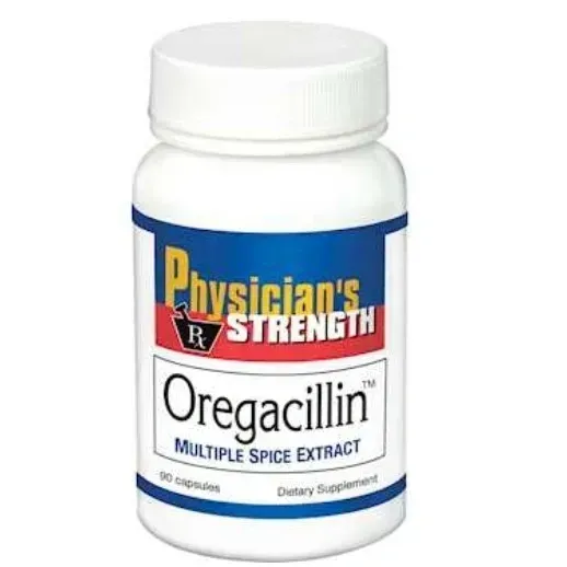 Physician's Strength Oregacillin supplement bottle with blue and white label