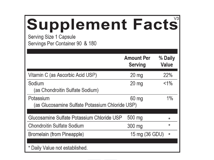 Bottle of Chondro-Flx dietary supplement, white and magenta label, black cap