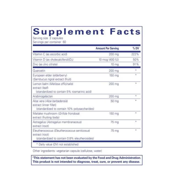 White bottle of Pure Encapsulations Daily Immune dietary supplement capsules