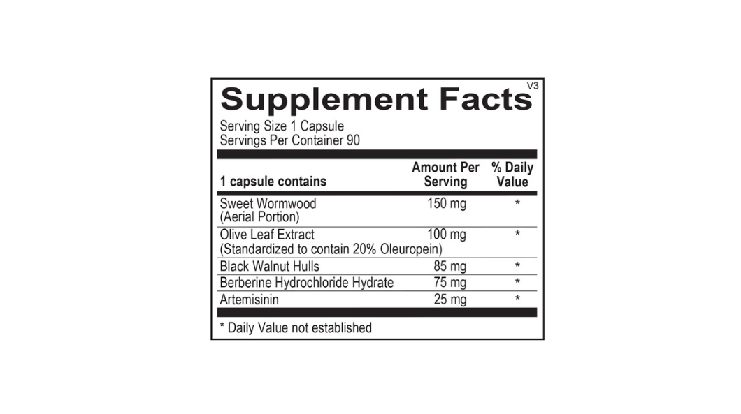 White bottle of ParaCid Forte dietary supplement with black cap and blue label on white background