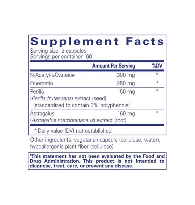 White bottle of Pure Encapsulations Th2 Modulator dietary supplement on a plain background