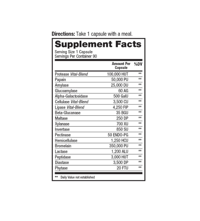 Vital Pro Naturals Advanced Digest Ultra Max enzyme supplement bottle with green cap and white label
