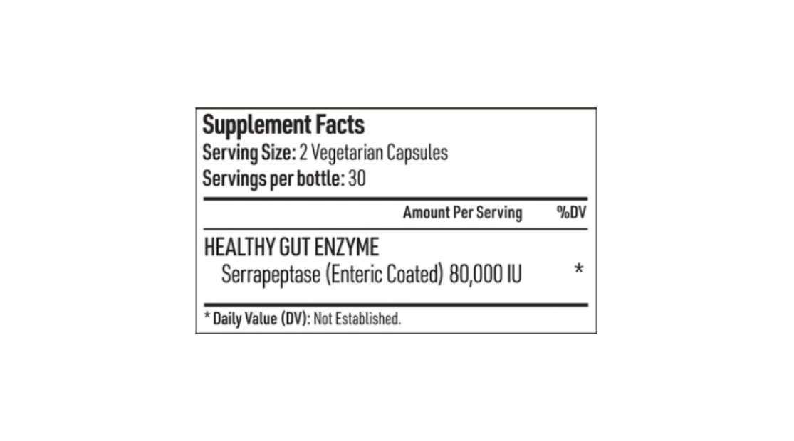 Liver Medic Serrapeptase supplement bottle, white label with purple accents, 60 capsules