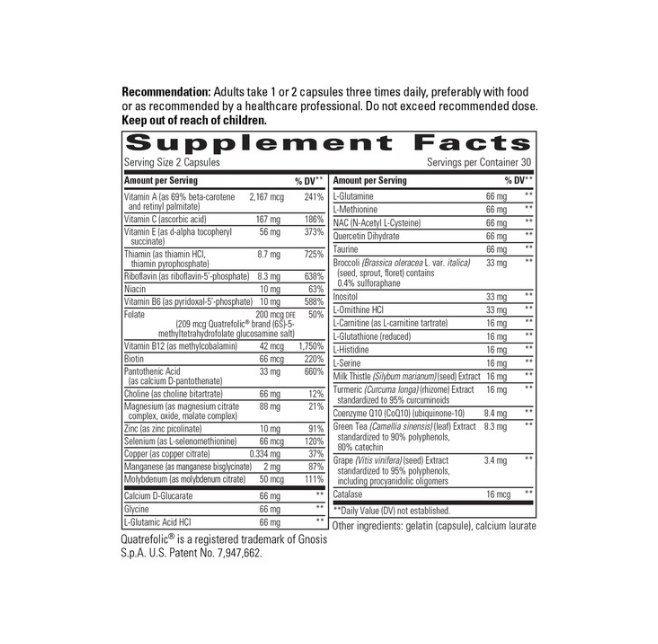 White Integrative Therapeutics Detoxification Factors supplement bottle with yellow band and white cap