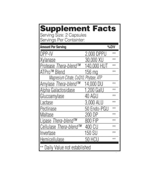 White bottle of Enzyme Science Intolerance Complex dietary supplement with blue and green label
