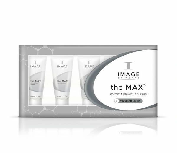 Image Skincare The Max gift set with three white tubes in a silver and gray box