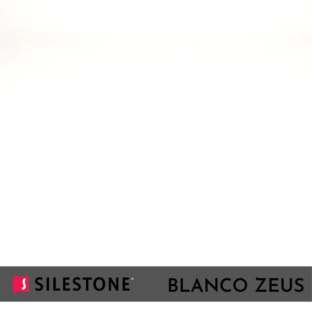 Logotipo de Silestone Blanco Zeus sobre fondo blanco