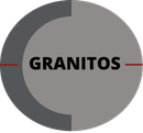 Logotipo ovalado gris con el texto negro en negrita “GRANITOS” cruzado por finas líneas horizontales rojas.