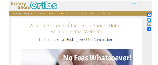 Jersey Shore Cribs website homepage with text
