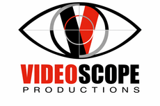 Black filmstrip design with the text