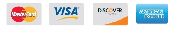 The logos for mastercard visa discover and american express are shown