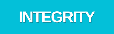 The word integrity is written in white on a blue background.