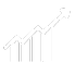 A line graph with a arrow pointing up on a white background.