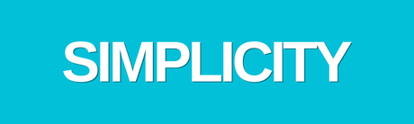 The word simplicity is on a blue background