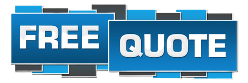Blue and black banner reading “FREE QUOTE” in bold white text