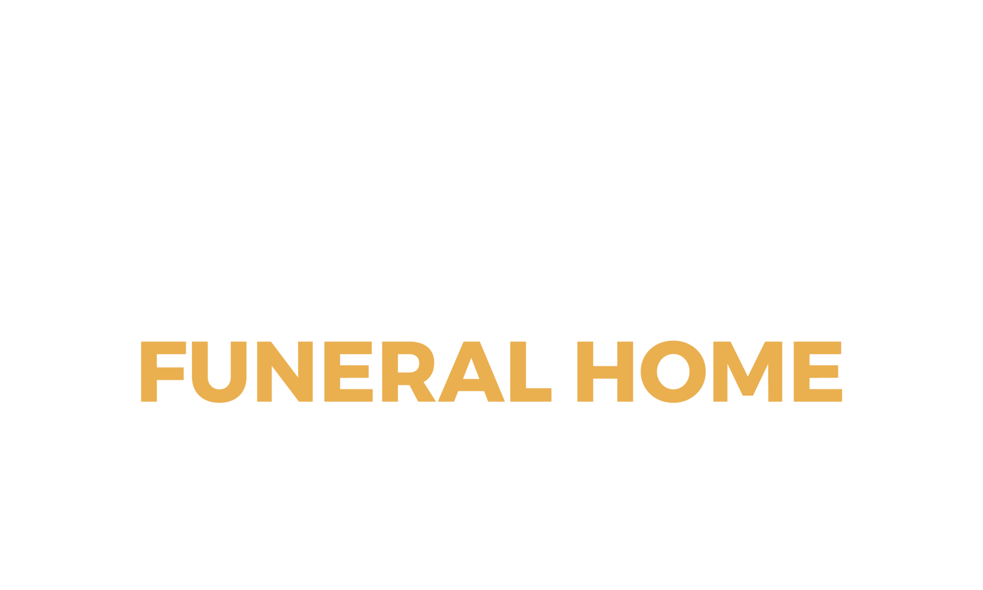 Orange “FUNERAL HOME” text on a white background