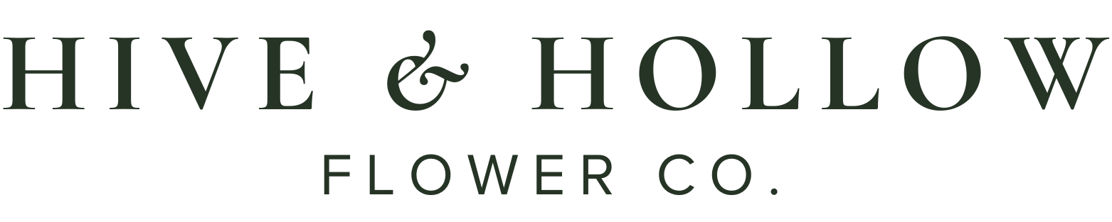 Hive & Hollow Flower Co. logo with black serif text on a white background