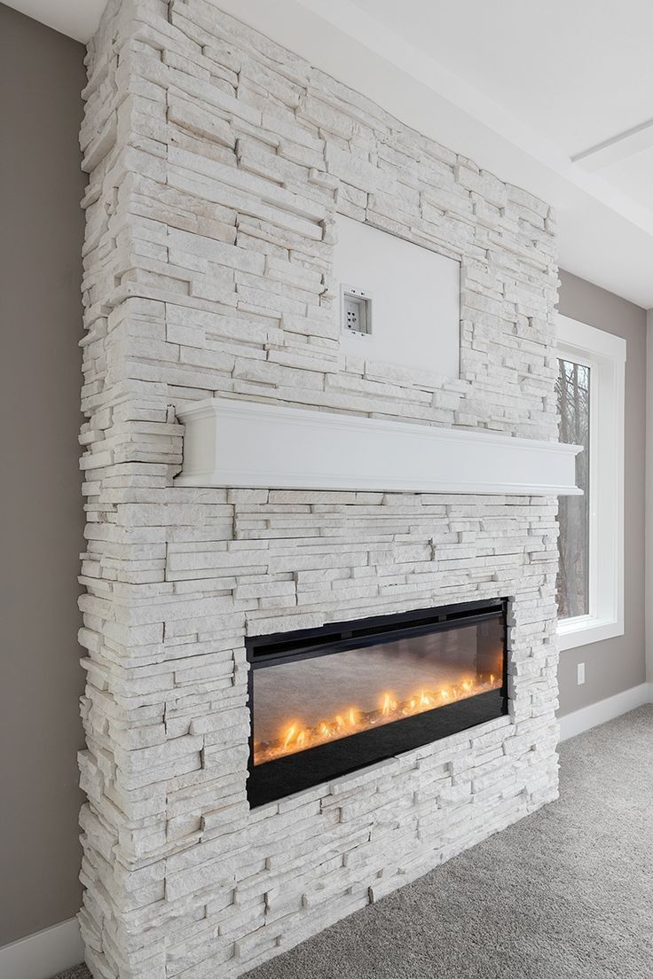 There is a fireplace in the middle of the room.