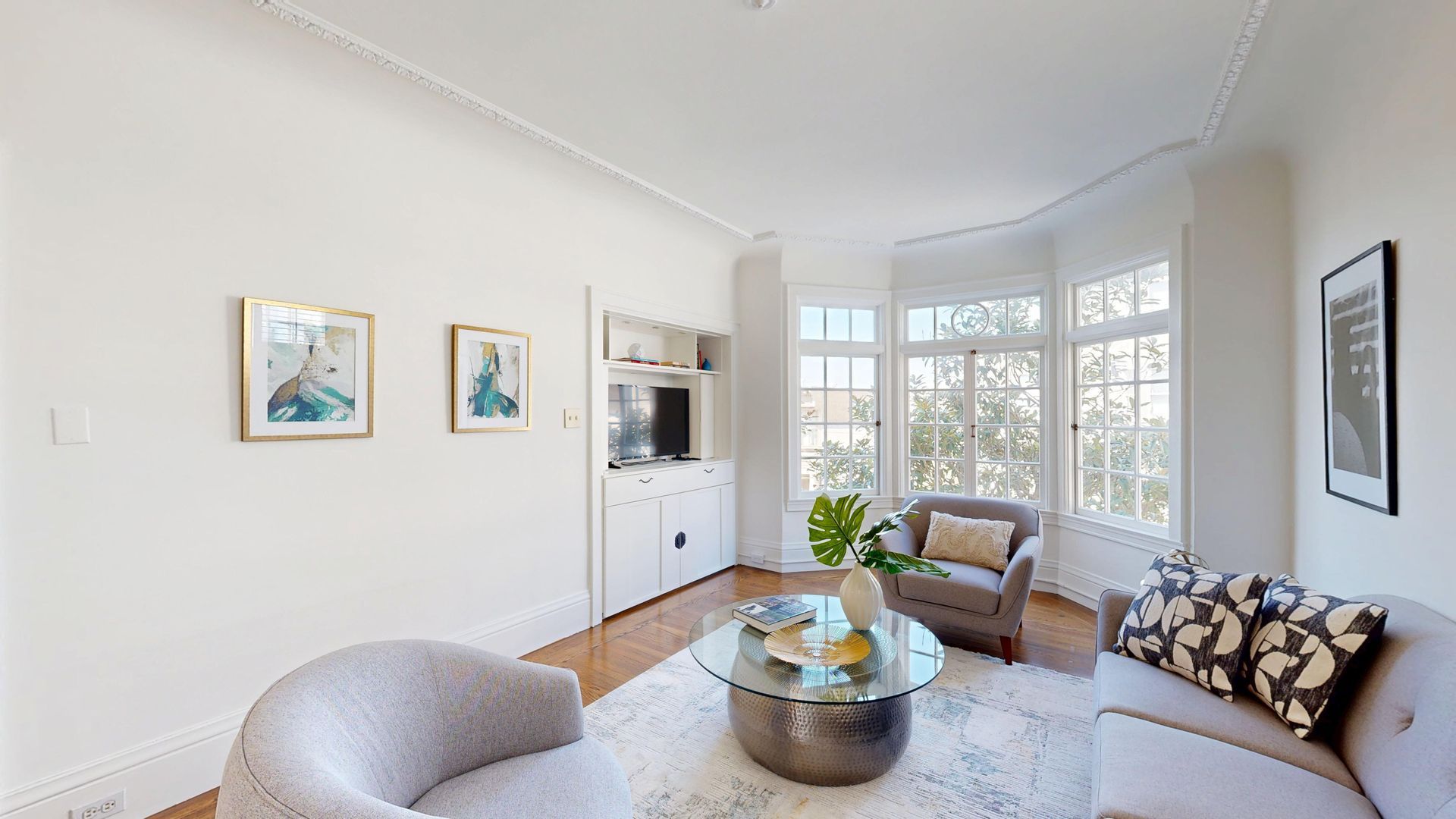 living room bay window view