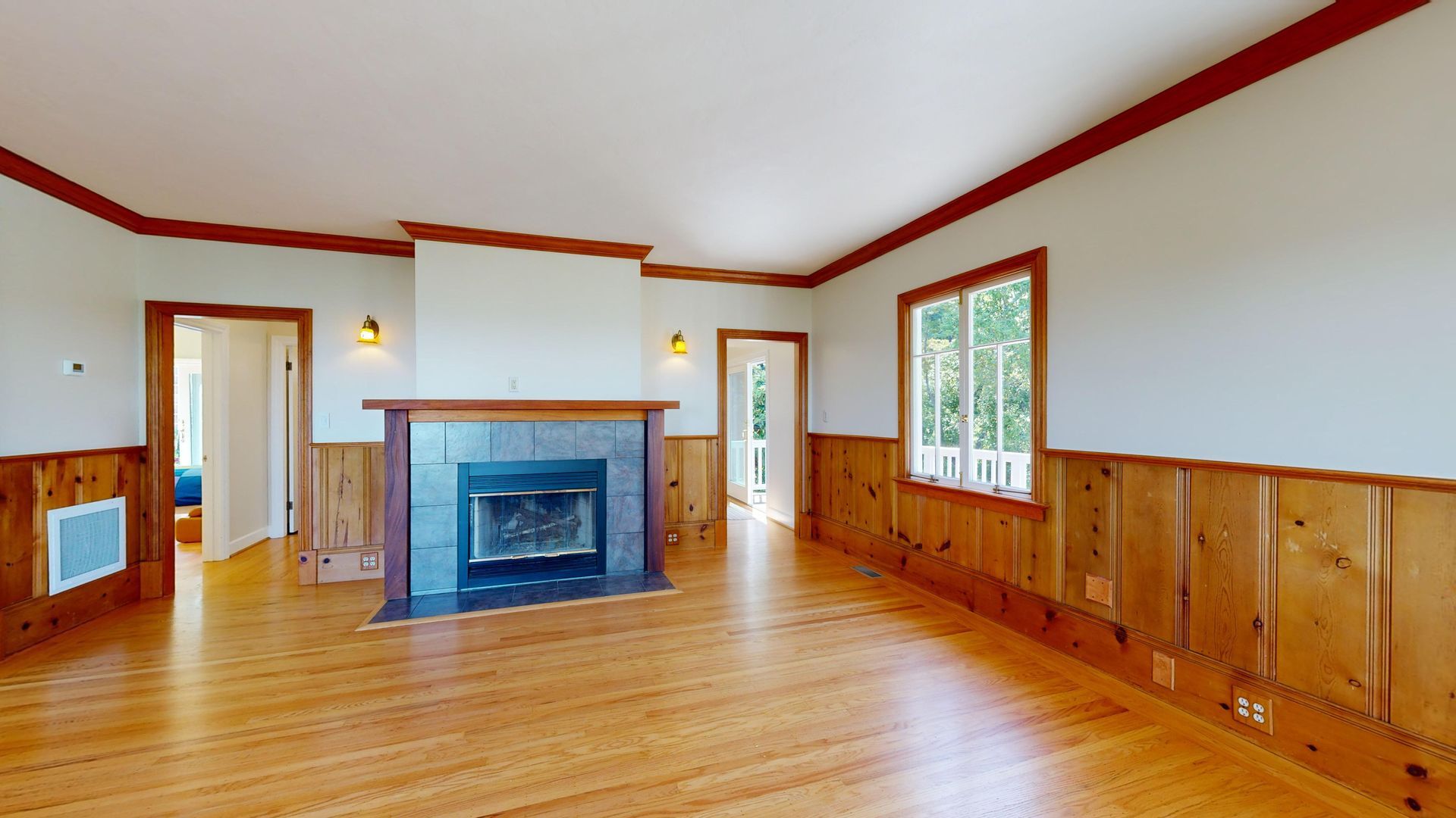 living area with fireplace