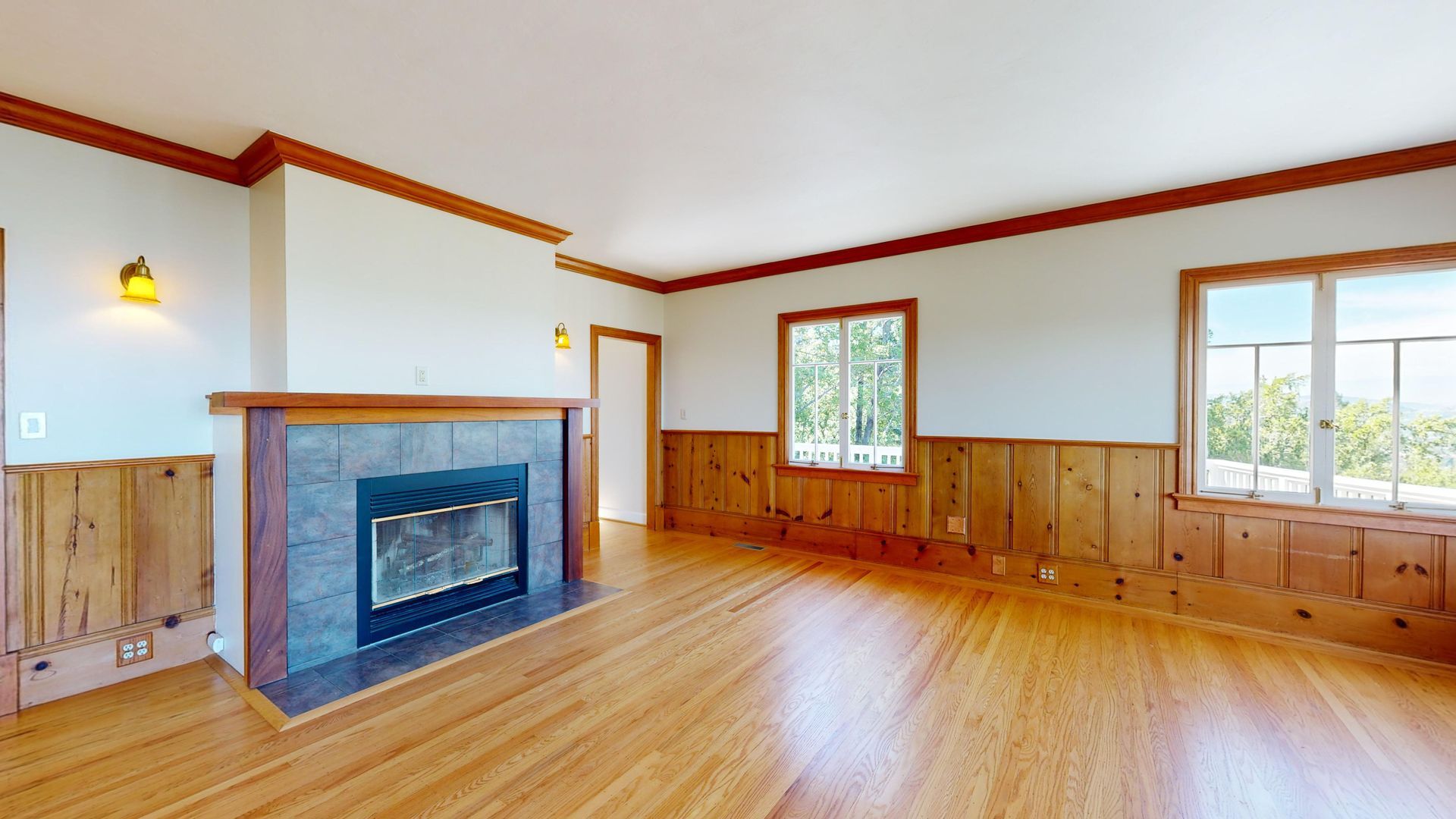 living area with fireplace