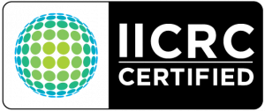 IICRC Certified logo: globe of green and blue dots, text