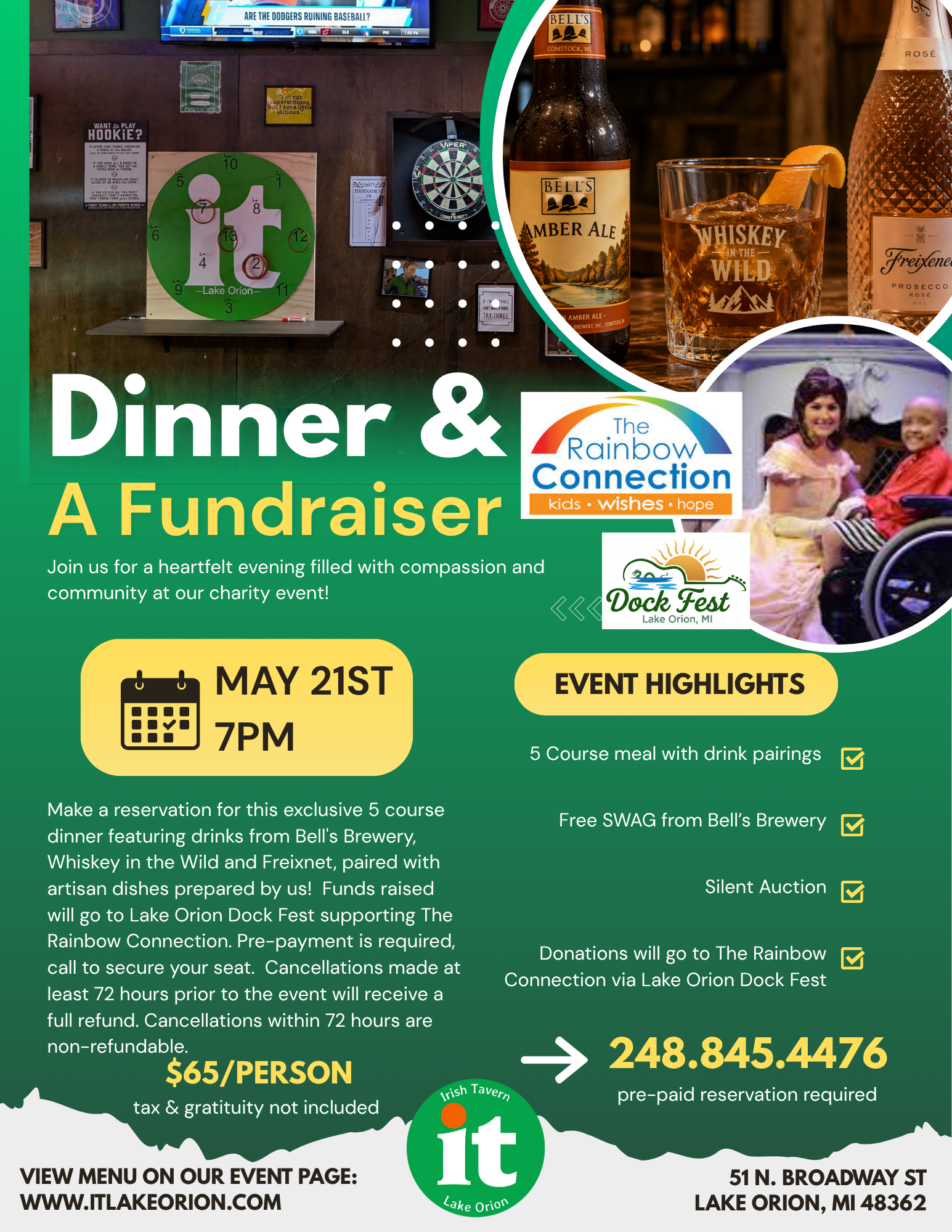 A flyer for an open house at the irish tavern