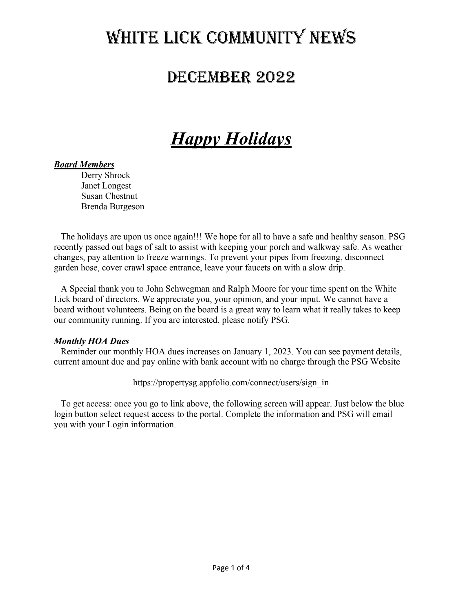 A black and white image of a happy holidays letter.