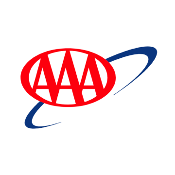 AAA logo in red and blue with three A's inside an oval and two blue swooshes
