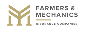 Farmers & Mechanics Insurance Companies logo in gold and gray on white background