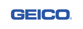 GEICO logo in blue uppercase letters on a white background