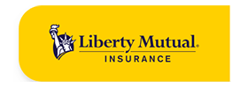 Liberty Mutual Insurance logo on a yellow banner with the Statue of Liberty icon.