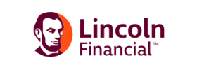 Lincoln Financial logo in maroon with stylized profile icon and wordmark on white background