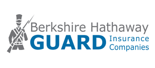 Berkshire Hathaway GUARD Insurance Companies logo in gray and blue with a guard figure icon
