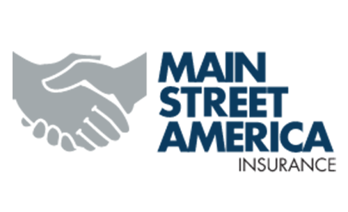 Main Street America Insurance logo with gray handshake icon and navy text
