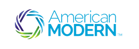 American Modern logo in blue and green with a circular swirl icon