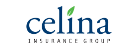 Celina Insurance Group logo with blue text and a green leaf accent