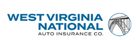 West Virginia National Auto Insurance Co. logo in blue and black with circular bridge icon