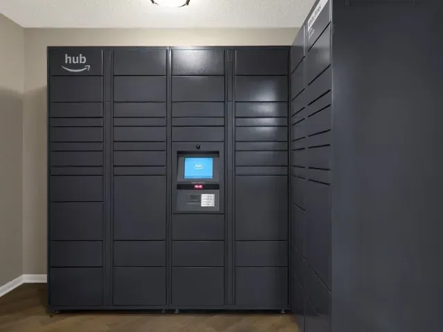 Amazon Hub parcel lockers for residents.